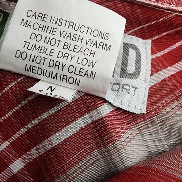 Haband Men Shirt Size XL Short Sleeve Pearl Snap Front Red Plaid Pockets Western - Picture 10 of 10